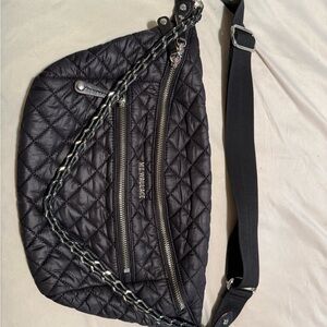 MZ Wallace Quilted Black Bag with Silver Accents